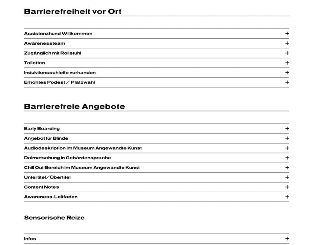 Bildschirmaufnahme der Barrierefreiheitsseite der Website.