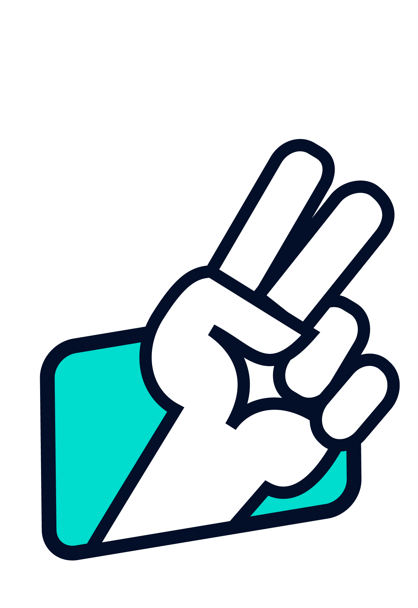 Illustration einer Hand, die das Zeichen für "2" macht.